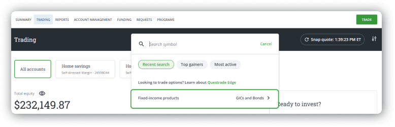 Fixed income quote bar questrade trading