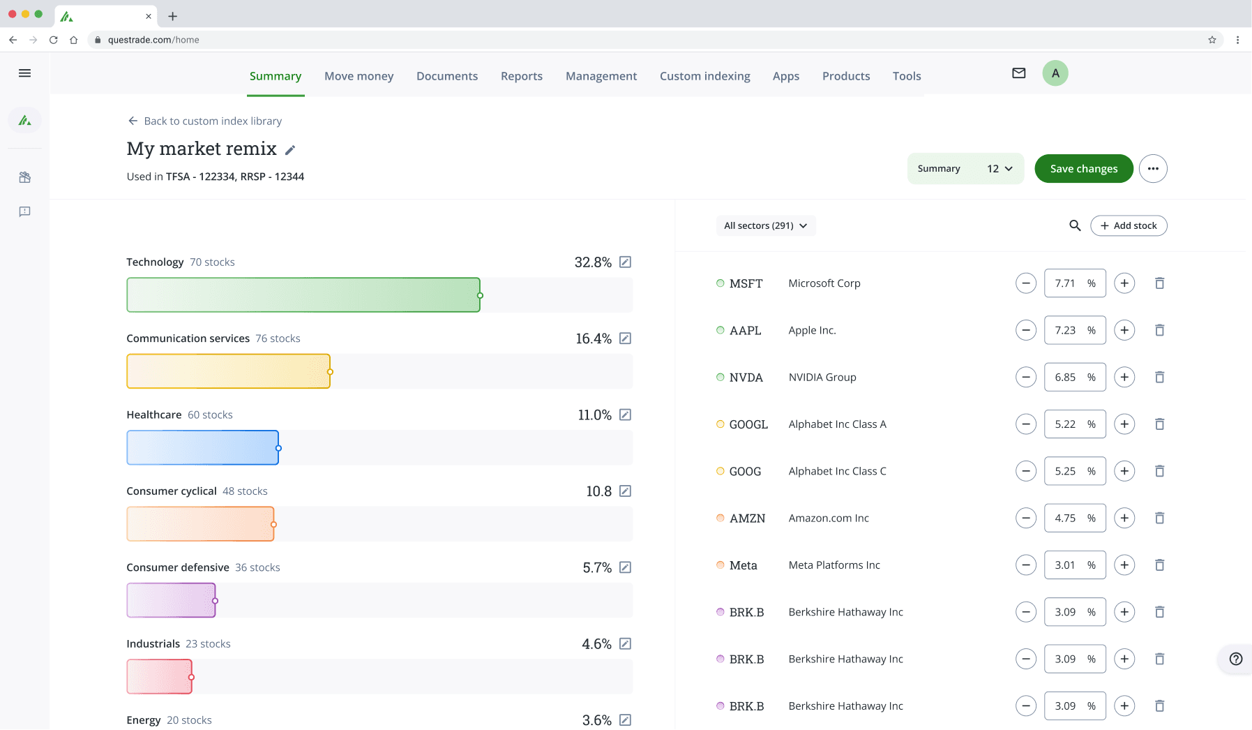 Custom Indexing Screen