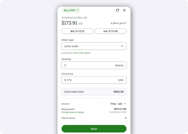 Single-page Order Entry QuestMobile
