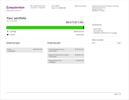 Computershare account statement page 1