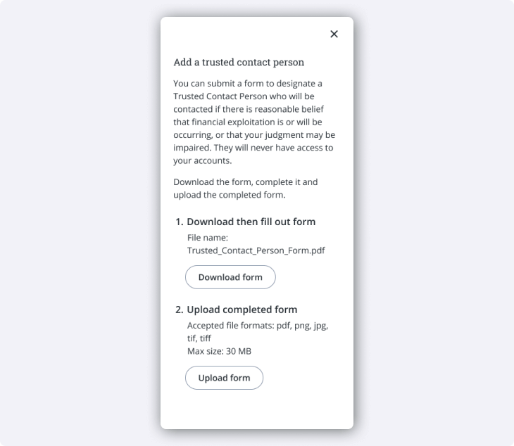 Download and upload forms