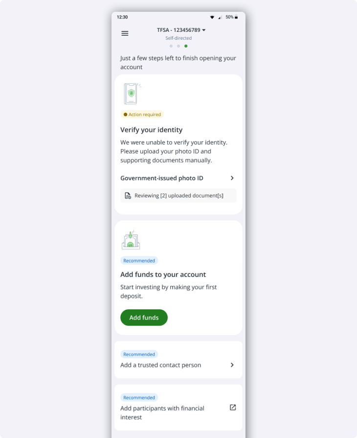 Next actions screen Next actions screen