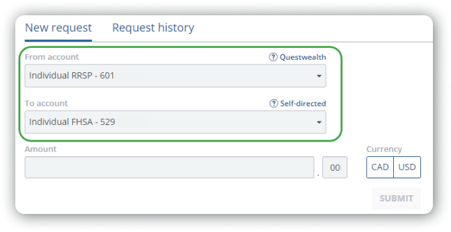 Transfer cash select account