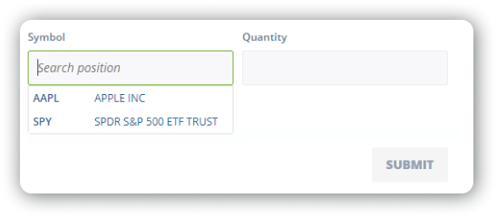 Transfer investments symbol and quantity