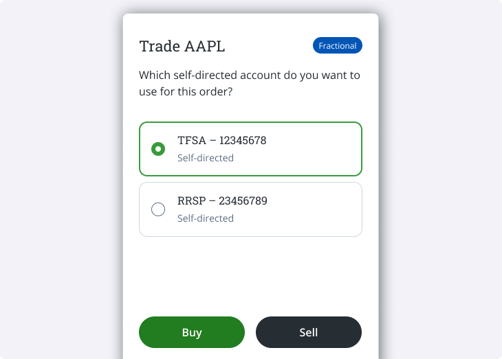 Enter account screen