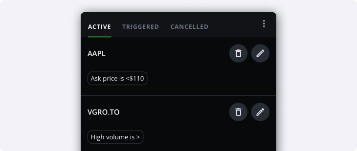Active custom alerts