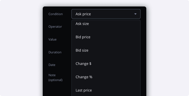 Custom alert condition