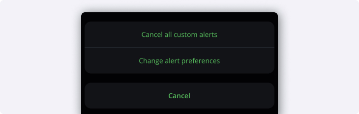 Custom alerts preferences
