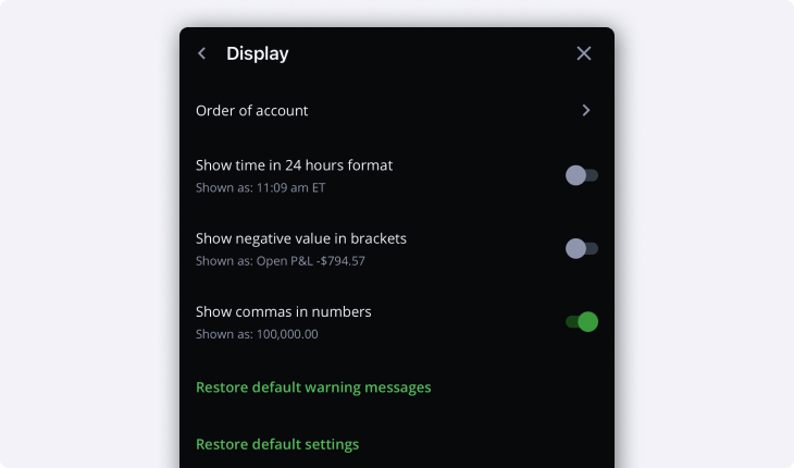 Display settings