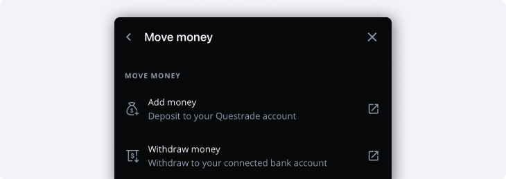 Move money top add withdraw
