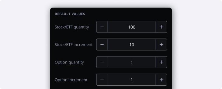 Order entry settings top