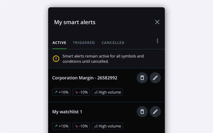 Smart alerts page
