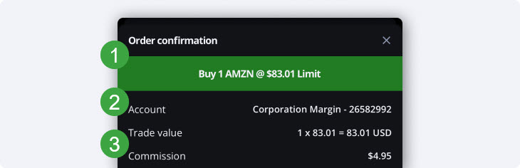 Order confirmation top