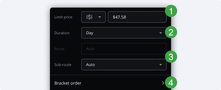 Order price duration and route