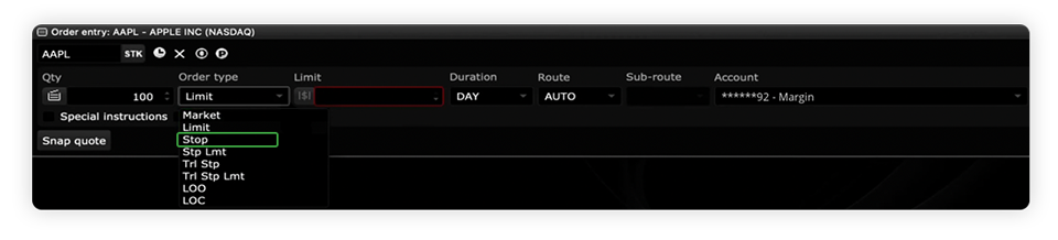 Stop Orders in Edge Desktop
