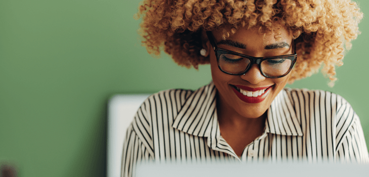 A woman placing a stop order