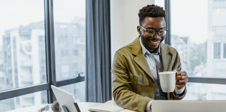Man checking his portfolio