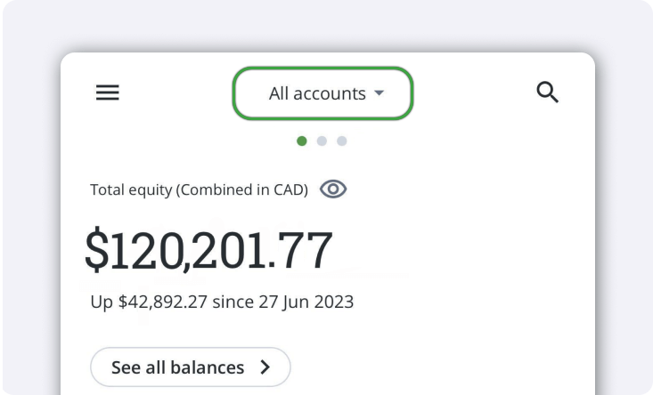 All accounts view on the Home page