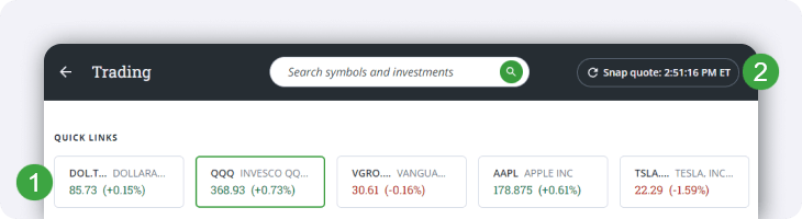Questrade Trading Quick Links