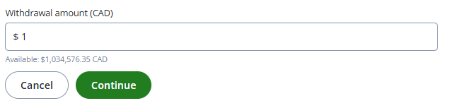 Placing banking details