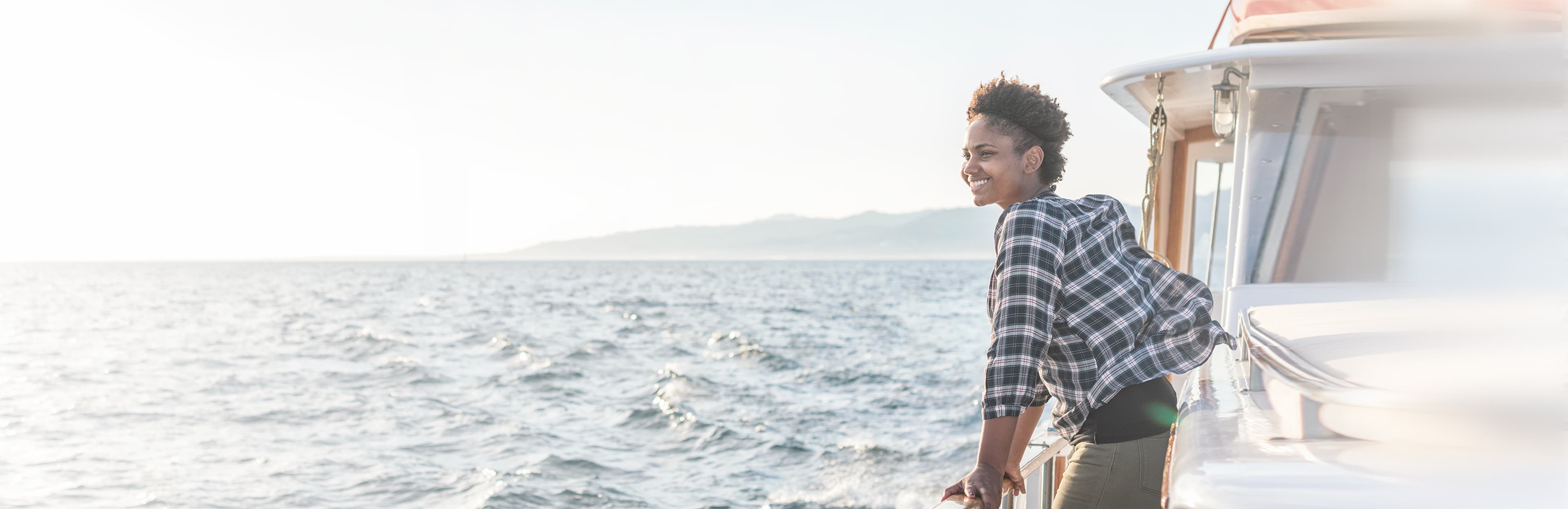 Young woman on the yacht