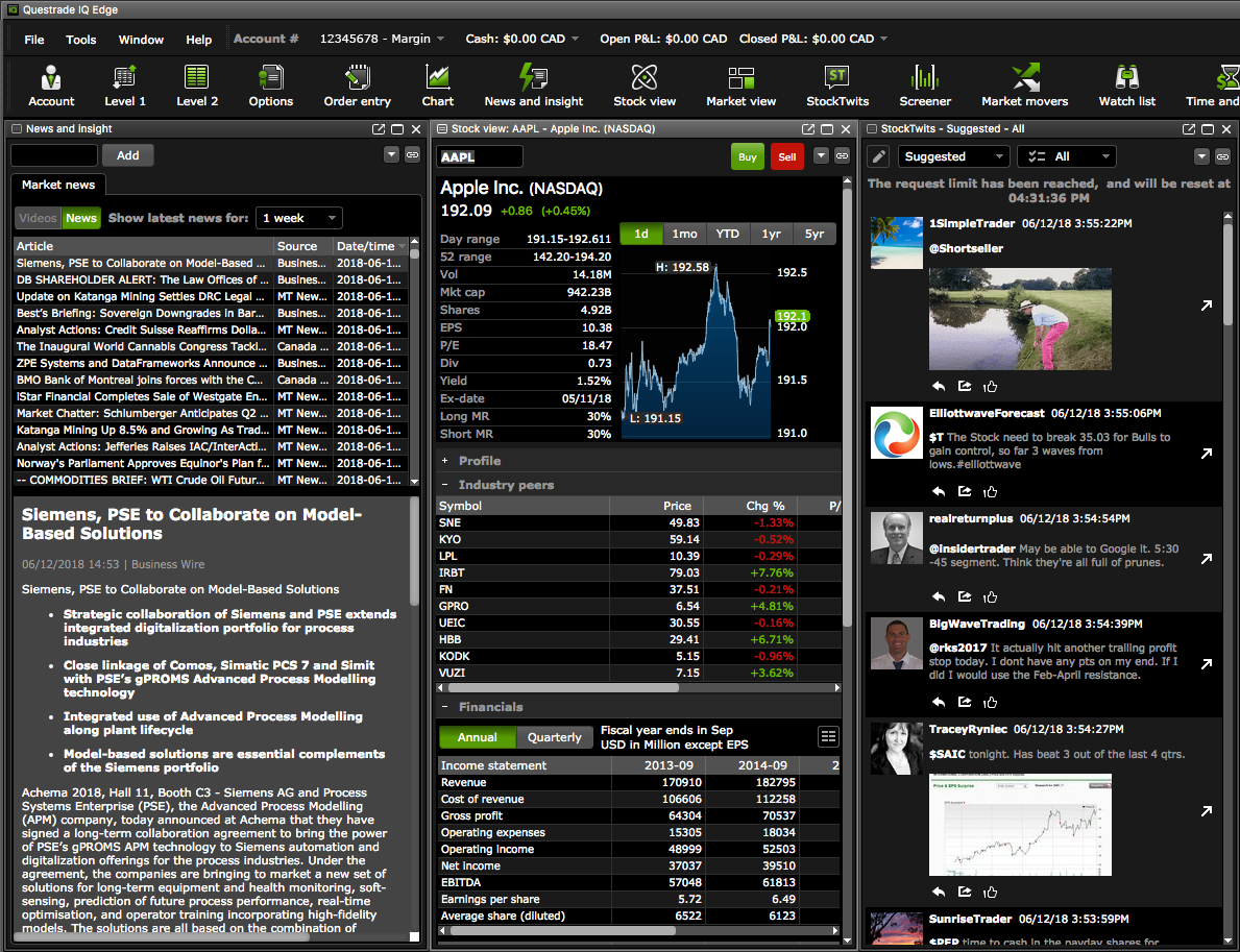Built-in research screen