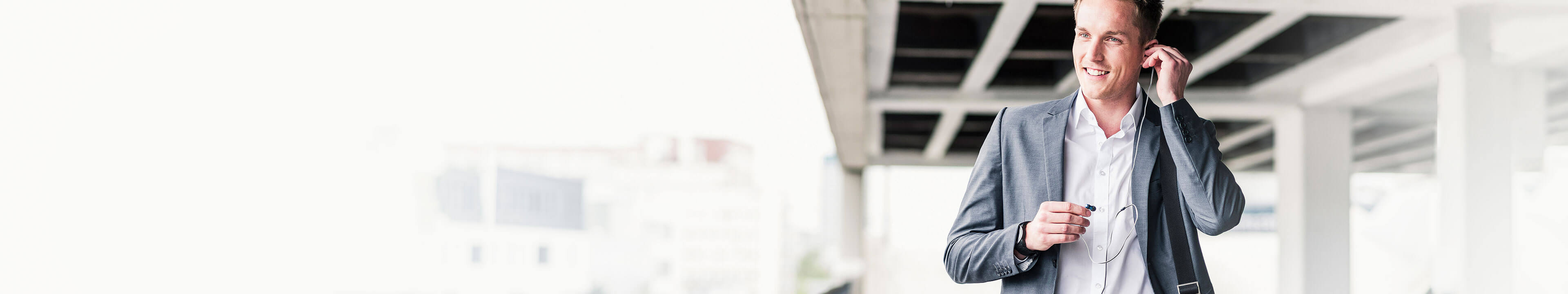 Social man with earphone