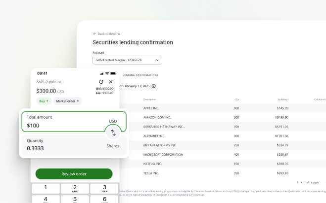 Image showcasing Questrade's investment features