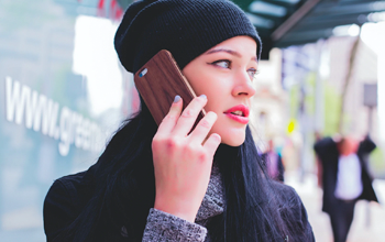 Woman negotiating over the phone
